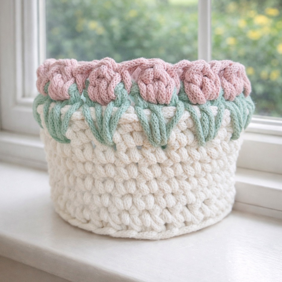 spring tulip crochet basket kit – easter crochet kit