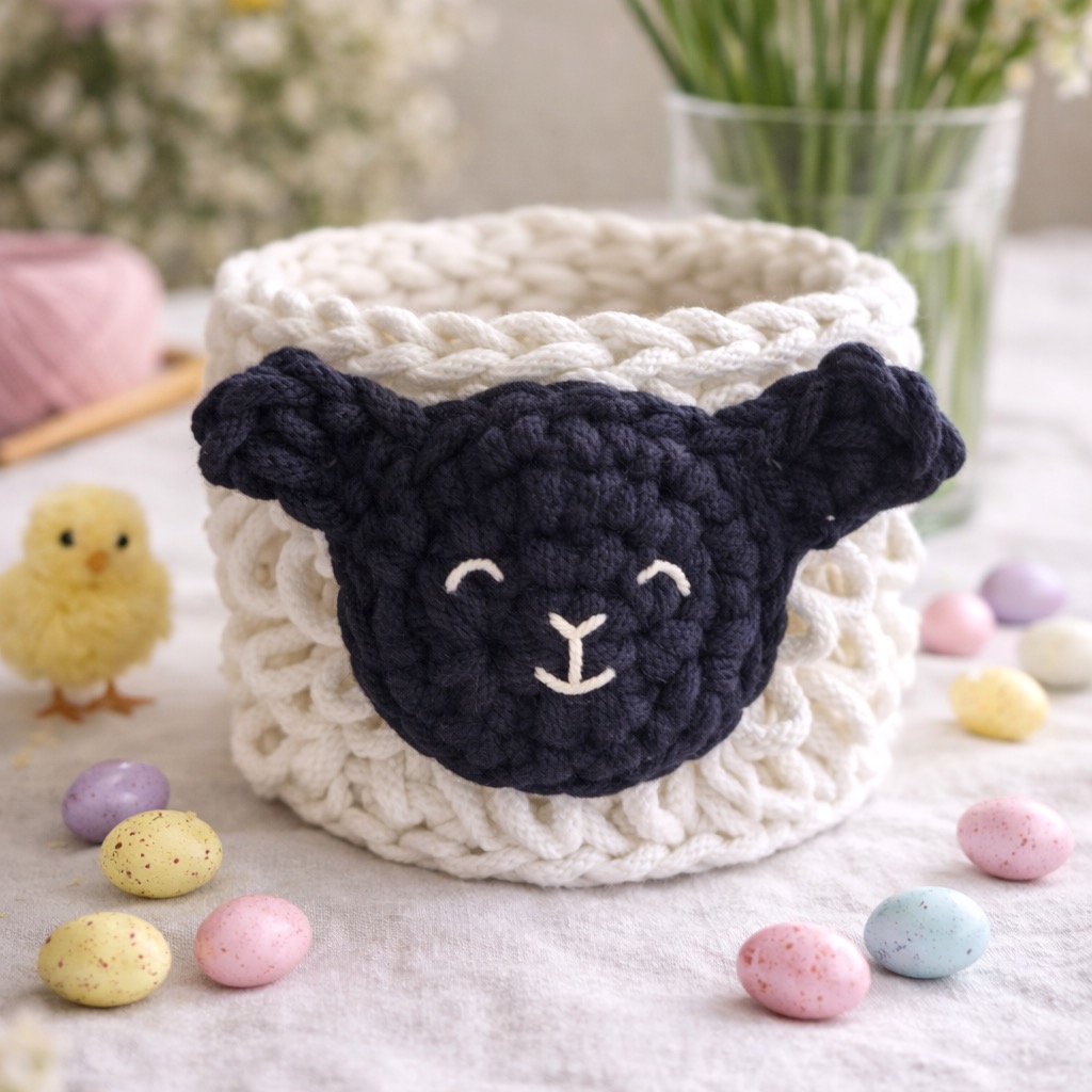 easter sheep crochet basket kit spring lamb crochet kit