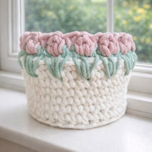 spring tulip crochet basket kit – easter crochet kit
