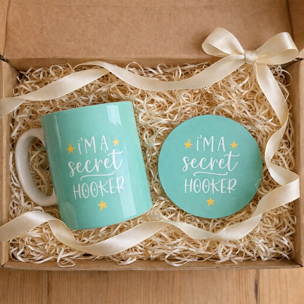 cosy crochet gift set with mug, coaster & biscuits