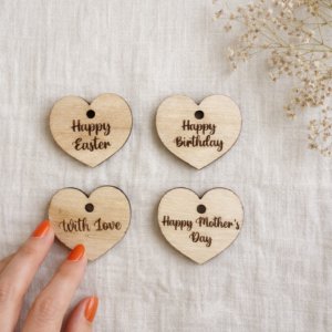 personalised wooden heart tag for spring tulips