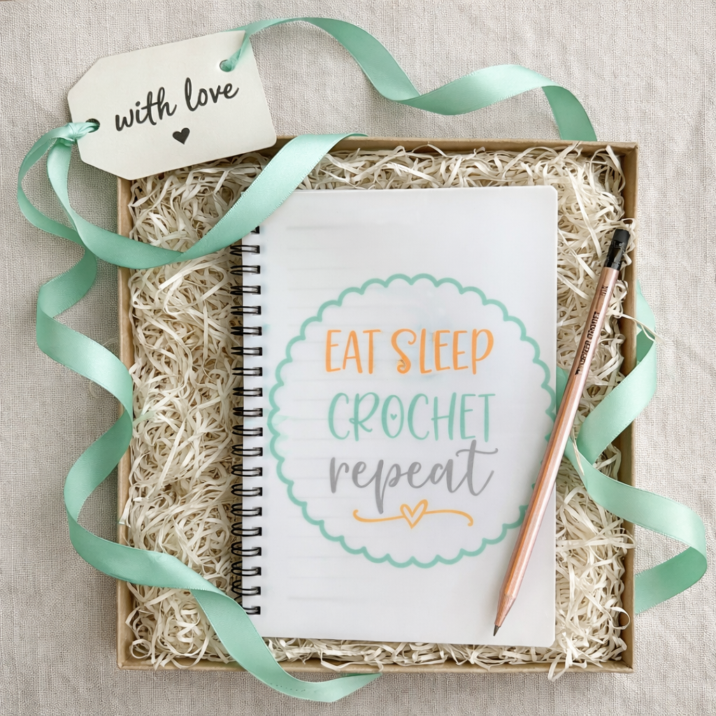 crochet notebook & pencil gift creative crochet gift set crochet addict