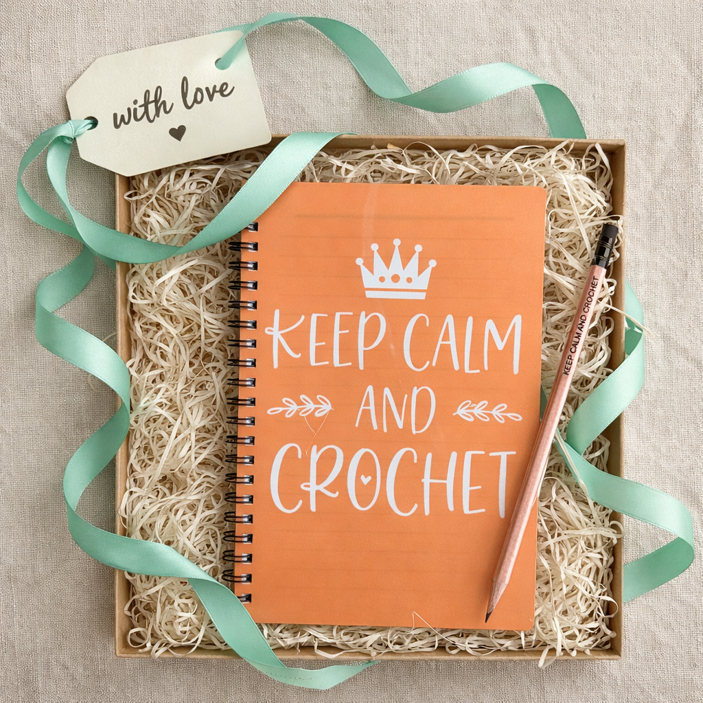 crochet notebook & pencil gift creative crochet gift set crochet addict