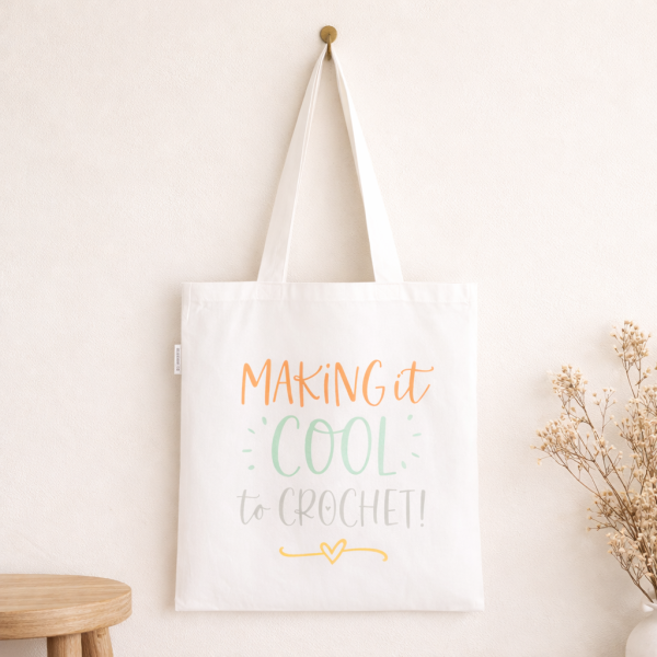 crochet tote bag funny crochet gift recycled cotton making it cool to crochet!